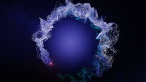 partículas azules vacías fibras y anillo de fondo, bucle, 4k