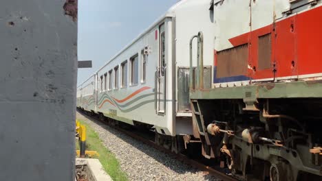 indonesian commuter train on the tracks