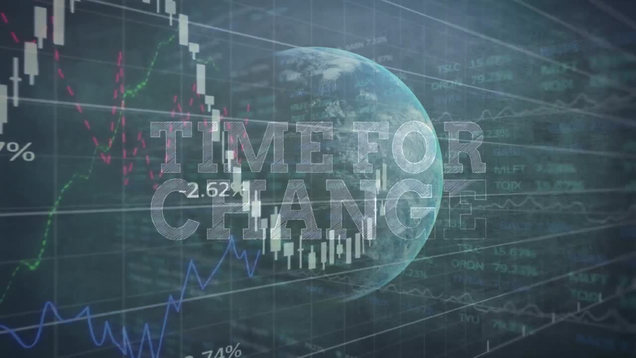 변경 시간의 애니메이션 텍스트, 전 세계 금융 데이터 처리