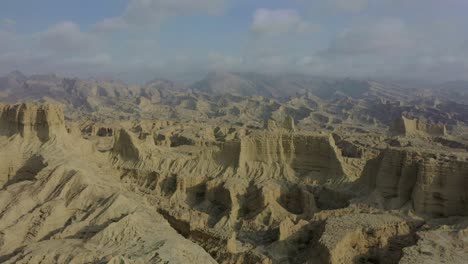 aerial over of epic arid mountain landscape of balochistan