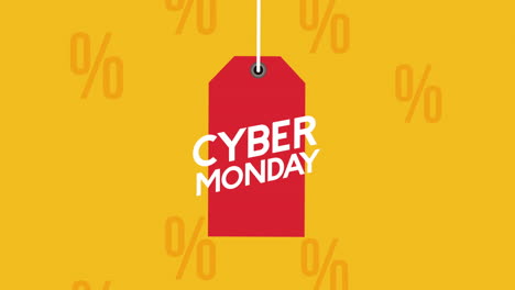 cyber lunes animación con etiqueta colgada