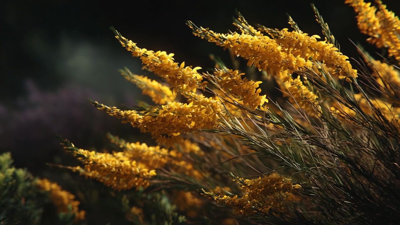 Vivaci fiori gialli illuminati dalla luce del sole, che mostrano la bellezza della natura e i delicati dettagli della rigogliosa flora in fiore in un ambiente sereno.