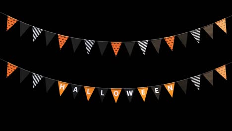 loop halloween flags hanging on a rope with alpha channel