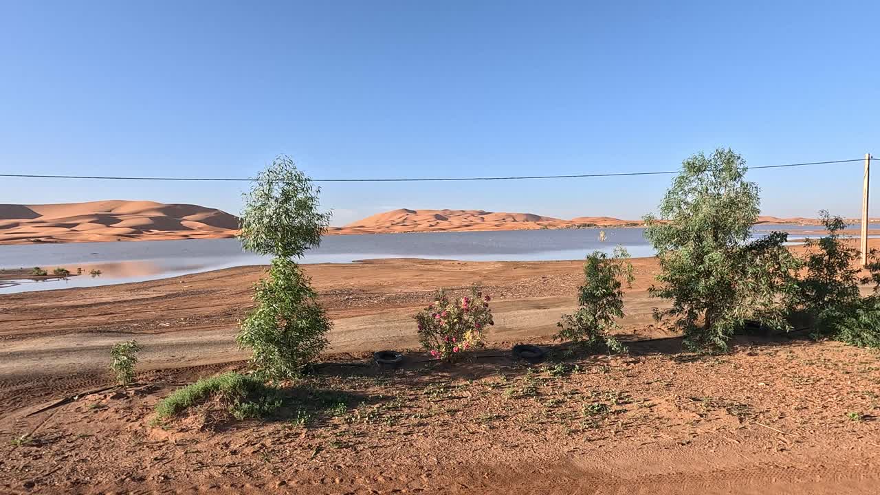 Flooding After Heavy Rainfall in Merzouga, Located in the Sahara Desert, Morocco - POV