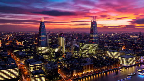 london city skyline at sunset/twilight