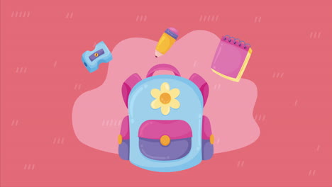 school bag equipment and supplies animation