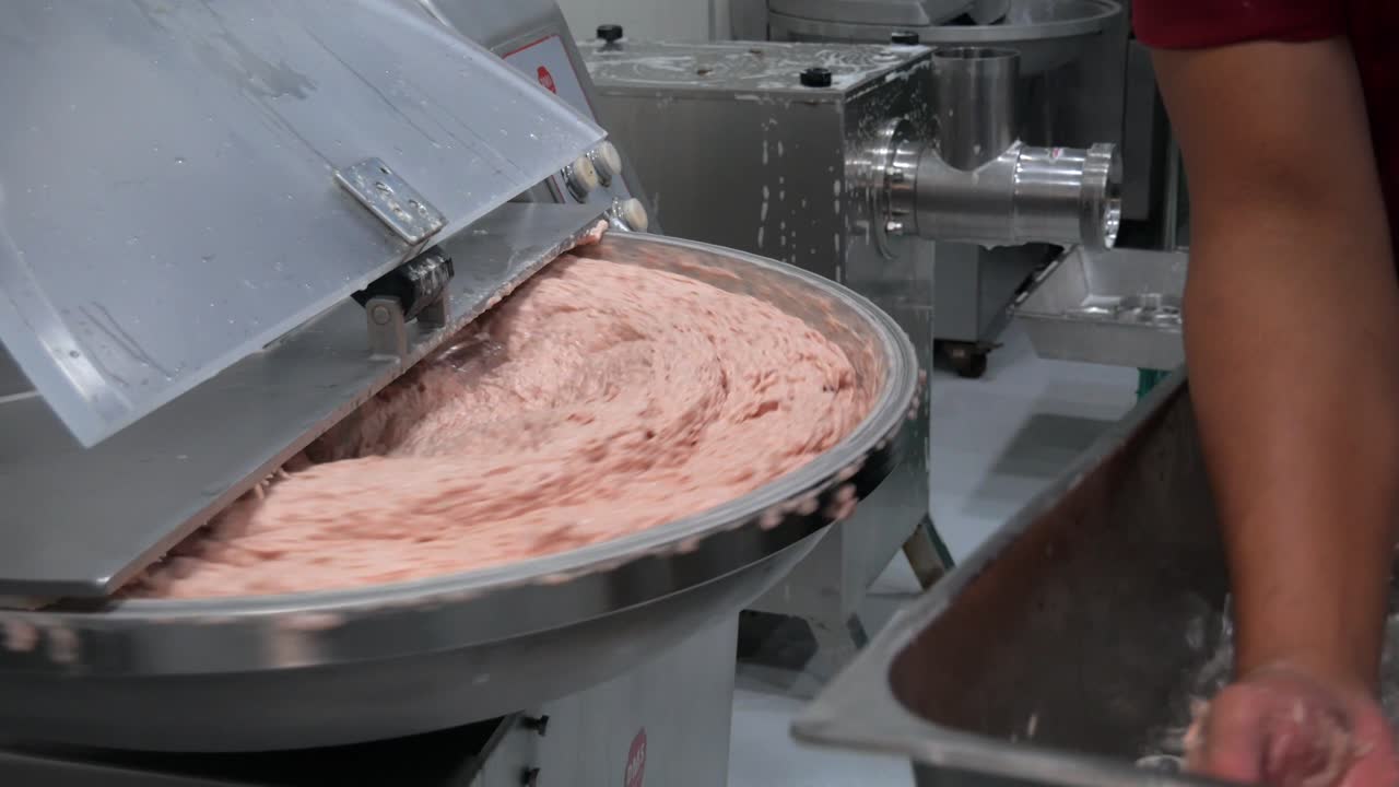 Sausages Meat Process Factory Production Handmade Smoked Boiled Wrap Mincemeat Spice