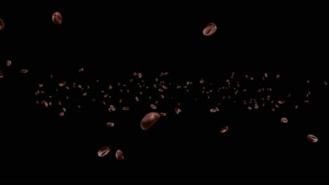 4k falling realistic coffee beans loop background animation green screen energy stimulant and smooth