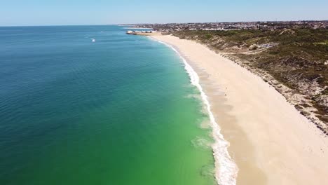 aerial view over beautiful mindarie beach looking towards the harbour, perth australia