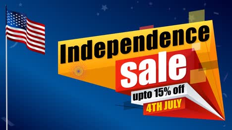 saludos del 4 de julio por un 15% de descuento en una tienda con bandera estadounidense y fuegos artificiales