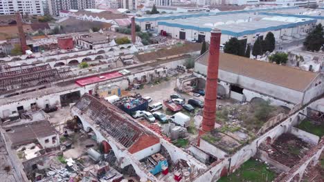 Aerial-view-of-the-old-and-historic-Ramirez-canning-factory-in-Vila-Real-de-Santo-António,-Algarve,-Portugal