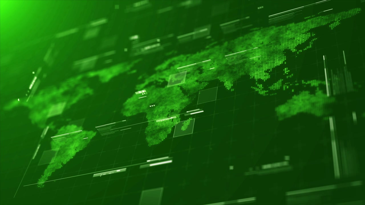 Digital World Map with Data Visualization and HUD Elements