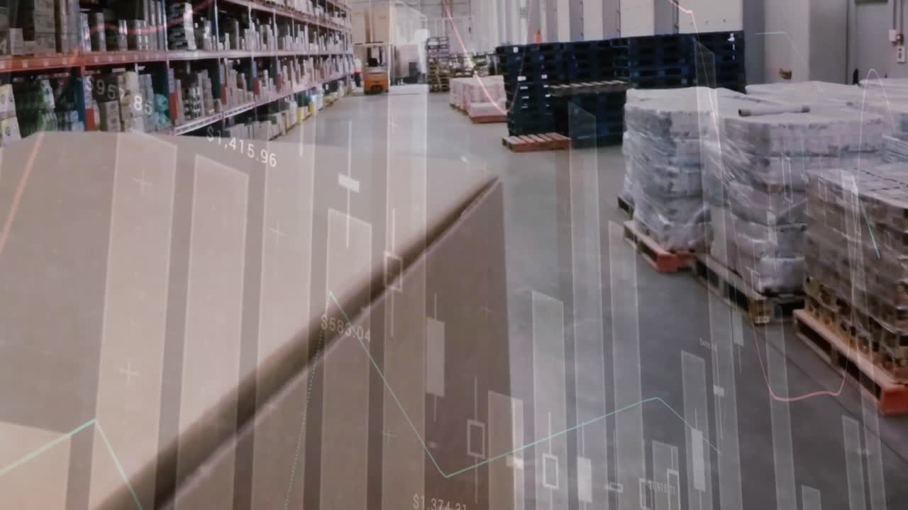 анимация обработки данных над пустым складом