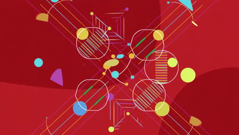 dynamic abstract geometric shapes on red background