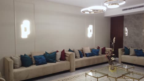 large size modern living room, jeddah, saudi arabia , pan shot