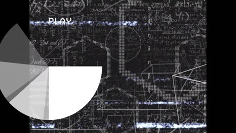animación de gráficos y fórmulas matemáticas en fondo negro