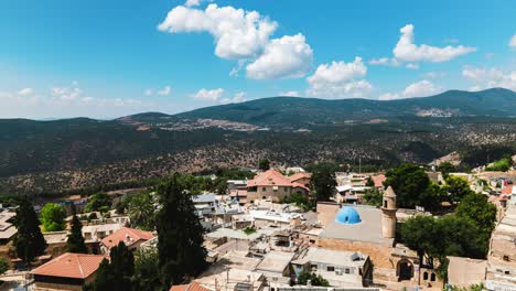 beautiful mountain landscape with passing clouds, time lapse. view from the top, upper galilee, safed, israel.