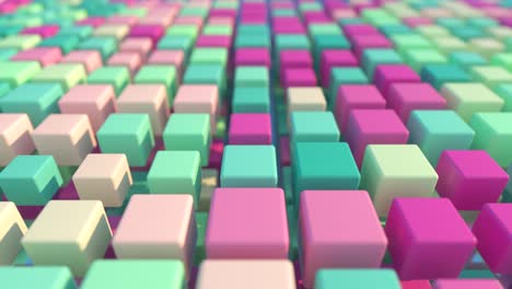 una cuadrícula colorida de cubos móviles tridimensionales. bucle sin costuras 3d render