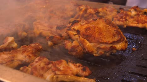 grilled chicken on a hot plate