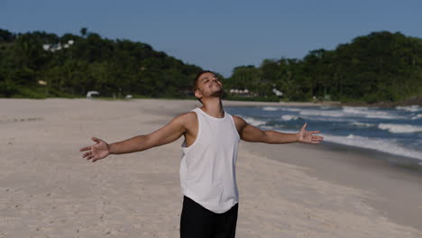 young man enjoying beach day