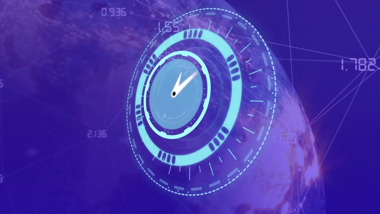 Faint mesh appearing, cyan HUD assembling, rotating over planet limb, displaying orbital data