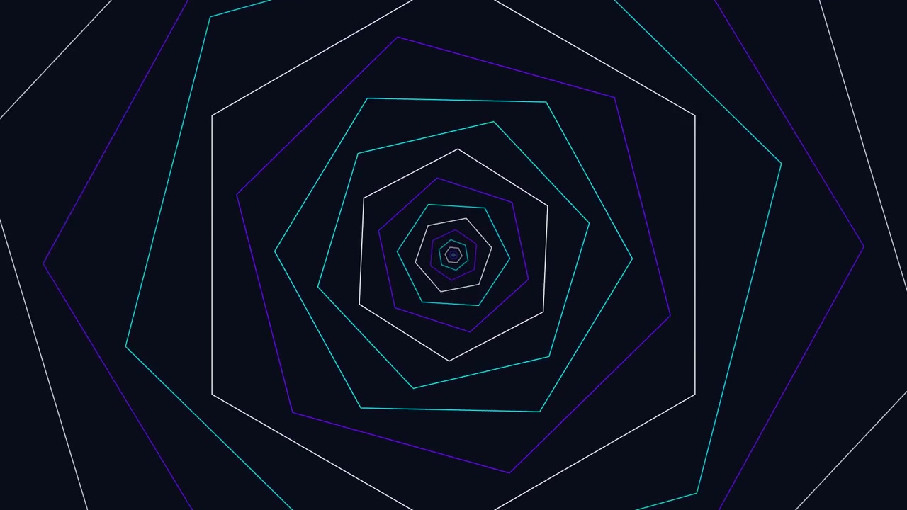 Abstract Geometric Tunnel of Rotating Hexagons