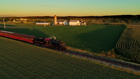 Steam Train Ride Through the American Countryside at Sunset