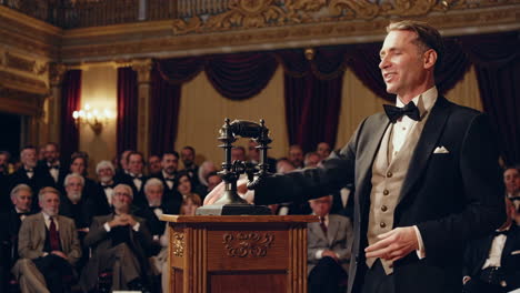 Man Speaking at a Historical Event