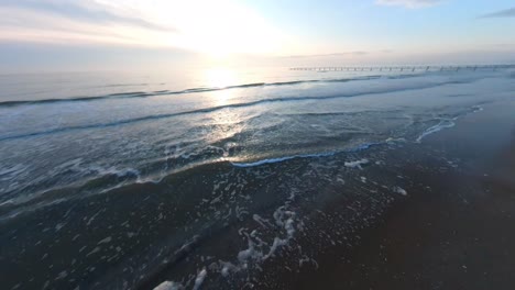 light structure metal steel pier on rimini beach in italy