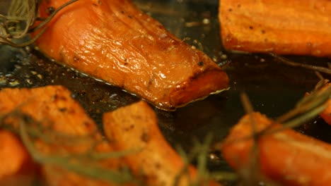 roasted carrots with oil bubbling