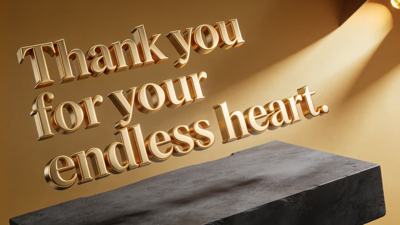 Floating gold text above stone base, spotlight sweeping down revealing bulbs and accenting branding