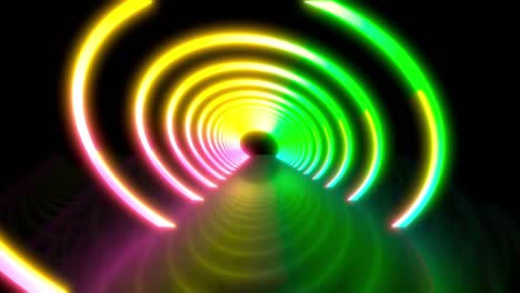 abstract flying in futuristic disco star corridor. seamless loop 4k background, fluorescent ultraviolet light, blue pink green spectrum, 3d render