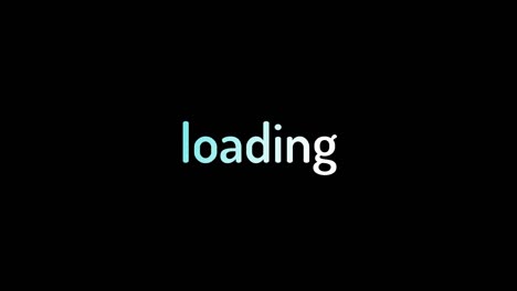 animation seamless loop of blue and white text loading icon on black and white background.