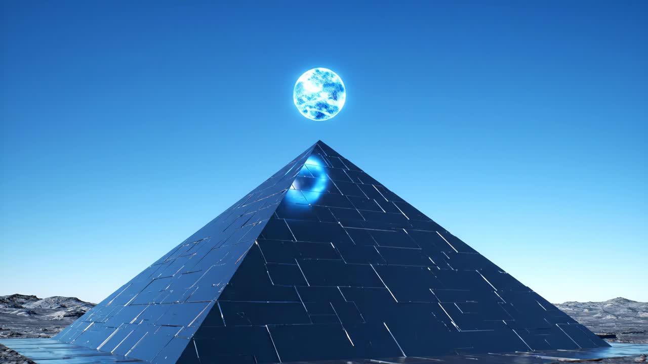 Futuristic Pyramid with Floating Sphere