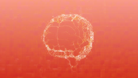 animación del cerebro humano girando sobre un fondo naranja