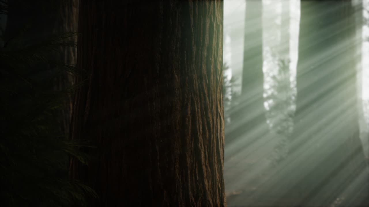 섹오이아 국립 공원 에서 안개 가 있는 아침