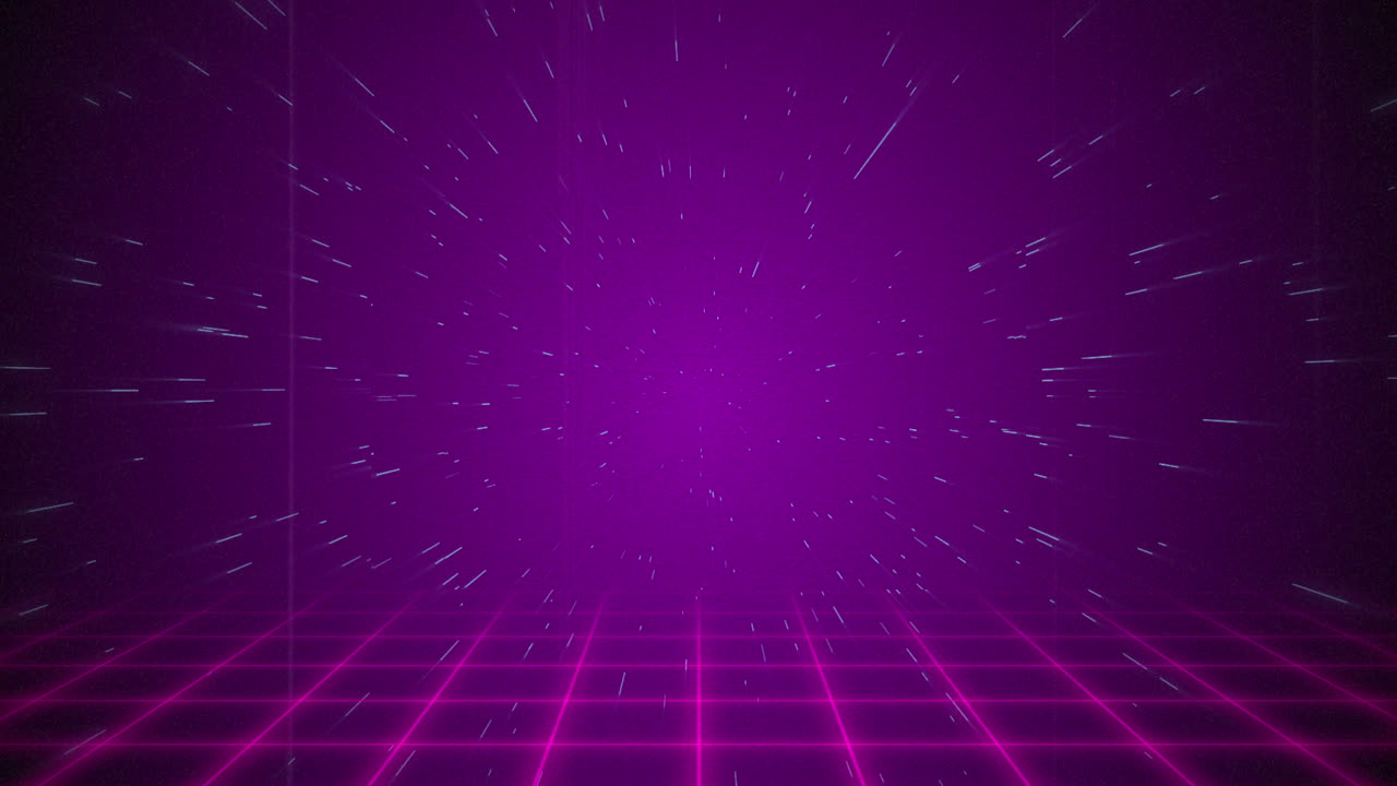 Partícula rosa saliendo del fondo sobre un suelo cuadrado rosa 4K