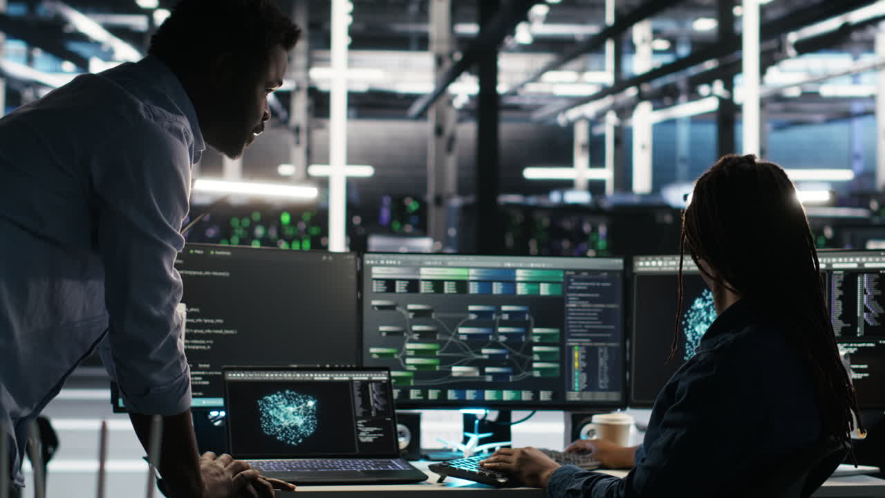 Server hub team leader and worker using node tree software to optimize system