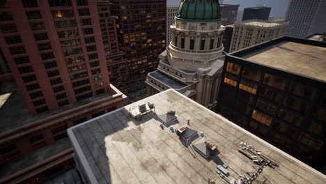 Aerial-view-of-New-York-downtown-building-roofs