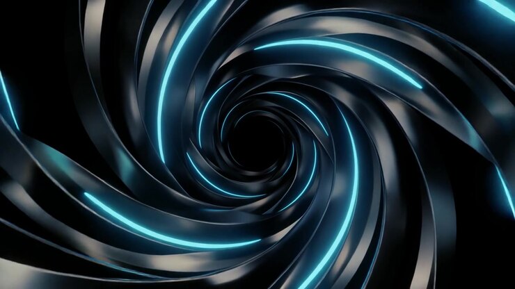 Futuristic Rotating Spiral Tunnel with Blue Neon Lights