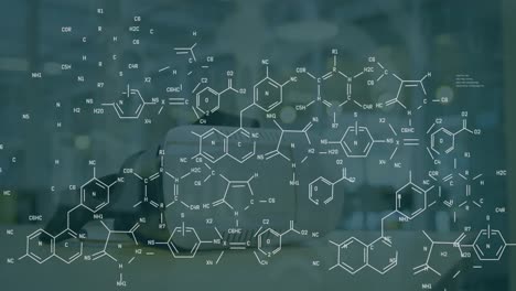 animation of chemical formulas over vr headset