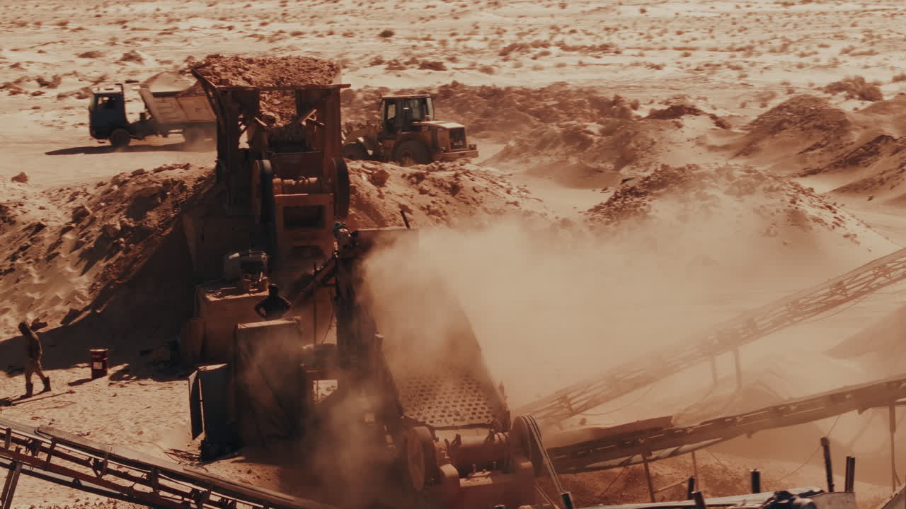 Sand Quarry Operations in a Desert Landscape