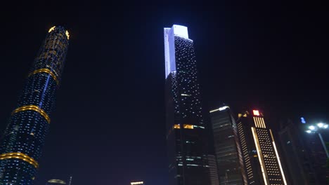 night time guangzhou city famous downtown megatall panorama 4k china