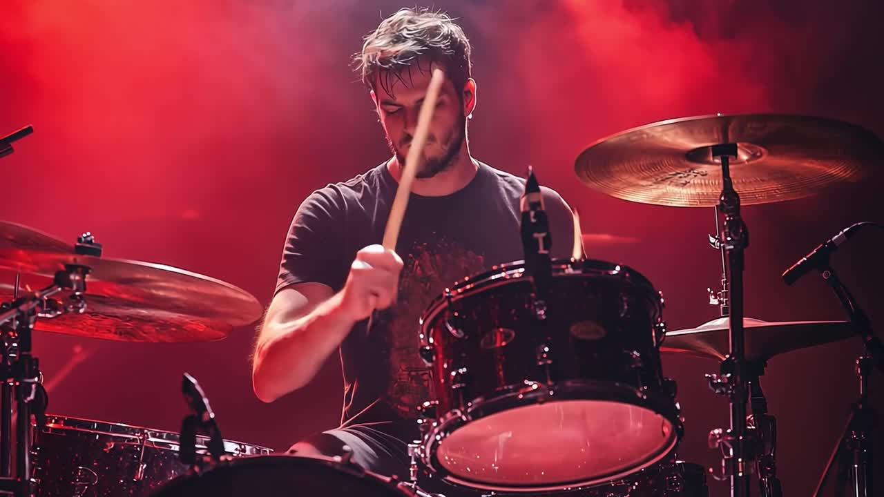 baterista actuando en el escenario