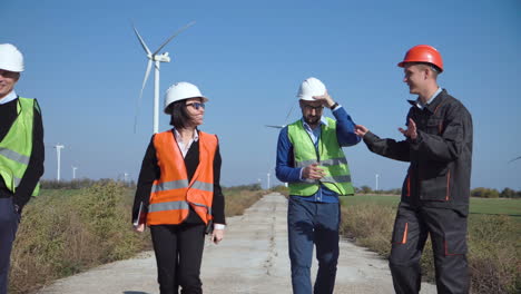 wind farm engineers discussing