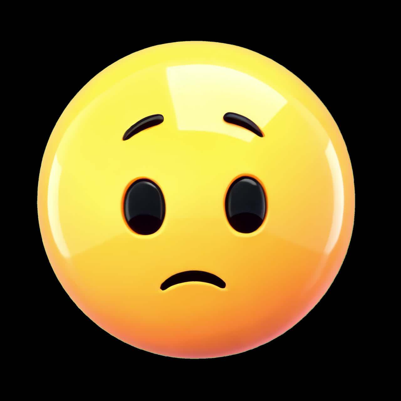 Unhappy and frowning 3d emoticon character animation isolated asset, transparent 4K video, alpha