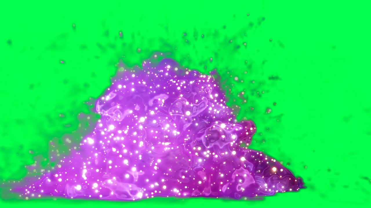 explosión púrpura en la pantalla verde