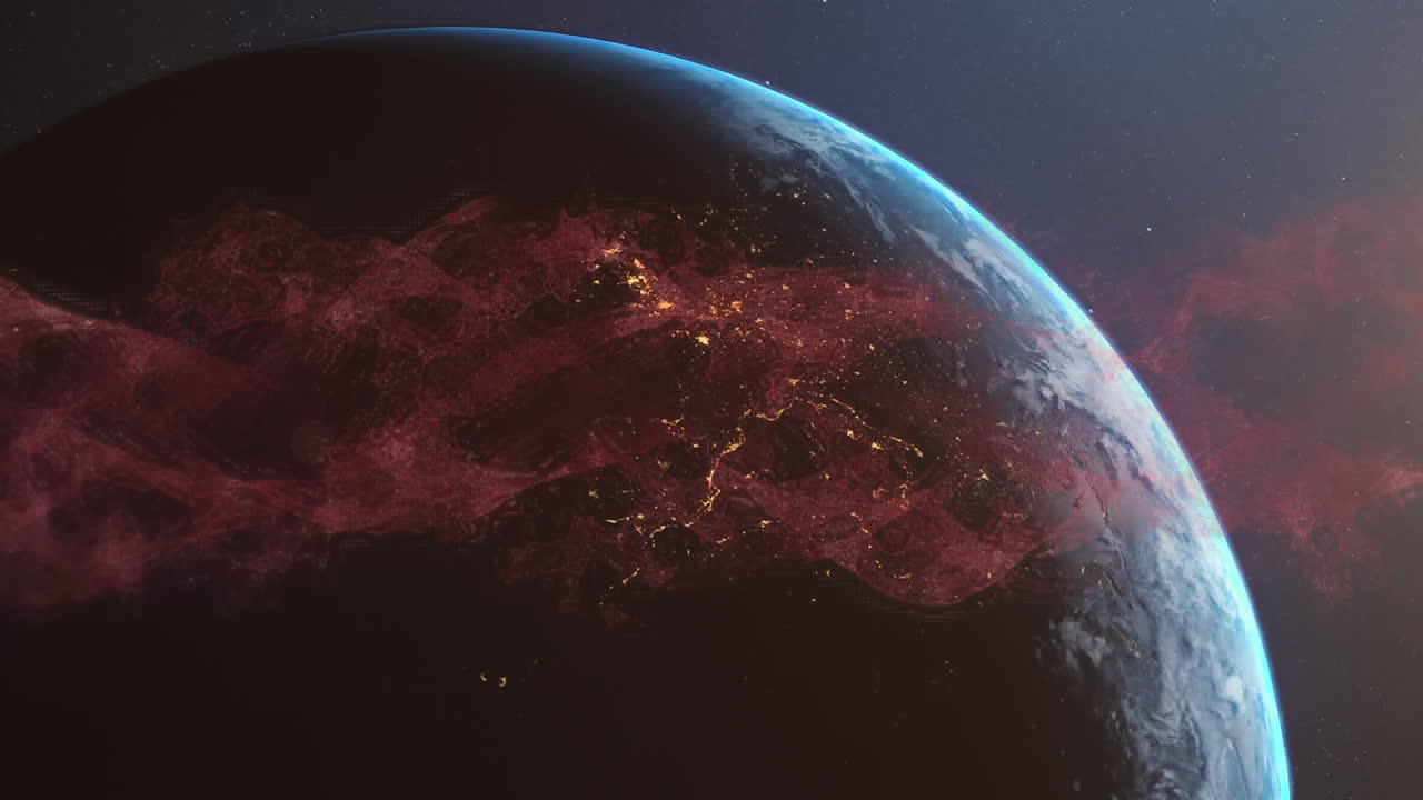 animación de rastros de luz brillante sobre el planeta tierra