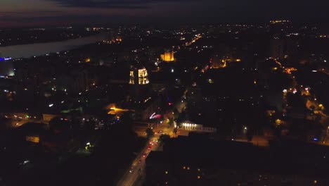 city at night aerial view