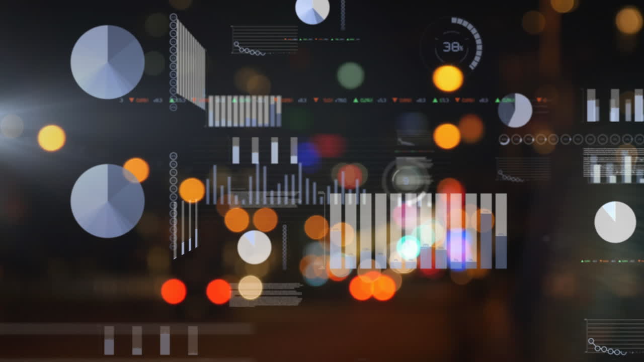 Animation of data processing in black background